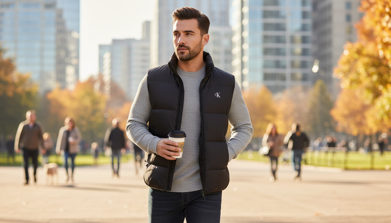 Calvin Klein Men's Black Gilet: Sharp Layering for Days
