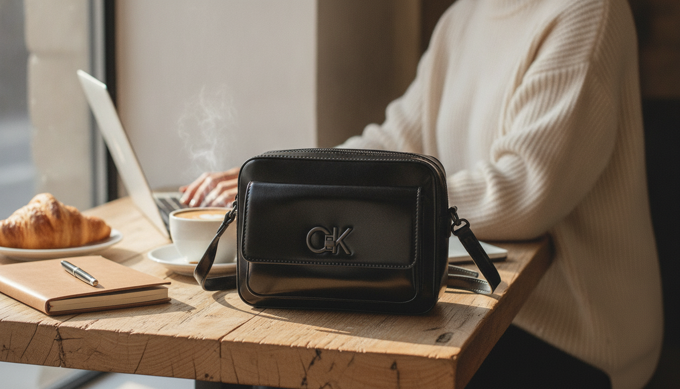 Calvin Klein Black Zip-Top Bag: Front Pocket Access
